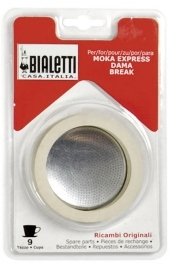 Bialetti: Gasket for Espresso Maker 9 Cups 3 x Gaskets + Sieve
