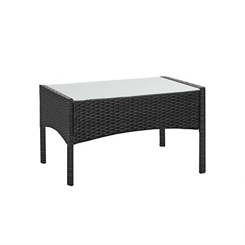 Lounge Set 4tlg in Rattanoptik mit Glastisch Cube Sofa Garnitur Sitzgruppe Gartenmöbel für Garten 3 Farbwahl - Schwarz – Bild 6
