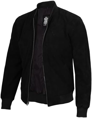 quilting liner real suède jacket/black Mens Suede Jacket - Real Lambskin Black Suede Leather Jacket Men