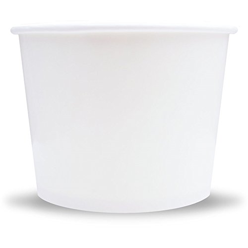 White Paper Ice Cream Cups - 16 oz Disposable Dessert Bowls - Comes In Many Colors With Fast Shipping! Frozen Dessert Supplies - 50 Count