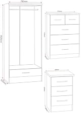 Seconique Nevada 2 Door 1 Drawer Wardrobe Set in White Gloss view 2