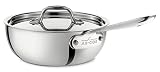 All-Clad 4213 Stainless Steel Tri-Ply Bonded Dishwasher Safe Saucier Pan with Lid / Cookware, 3-Quart, Silver - 8701004406