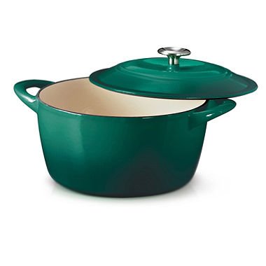 Click Here to See More Images Dutch Oven Cast Iron 6.5 Qt Enameled Round True Classic All Cooking Surfaces Gas Electric Induction Open Fire (Green)