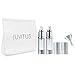 JUVITUS Airless Refillable Travel Container Set - Airless Pump and Spray Bottle (0.5 fl oz), a Funnel and Clear Travel Bag for Aromatherapy, Essential Oils, DIY, Perfume, Home and Travel
