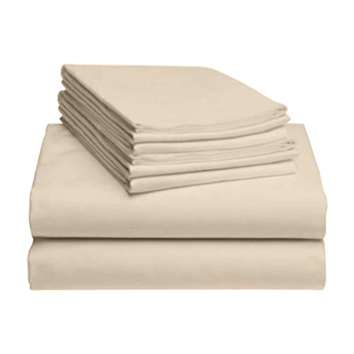 LuxClub-6-PC-Sheet-Set-Bamboo-Sheets-Deep-Pockets-18-Eco-Friendly-Wrinkle-Free-Sheets-Machine-Washable-Hotel-Bedding-Silky-Soft-Cream-Queen