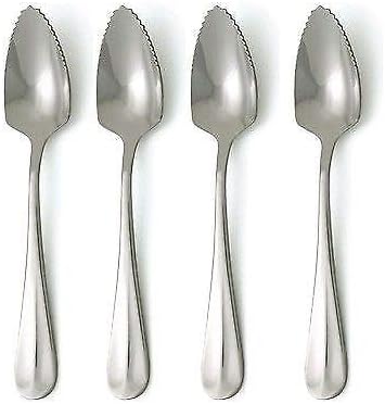 Polished Stainless Steel 4pc Serrated Edge Grapefruit Spoons Utensils