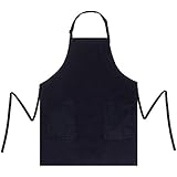 BOHARERS 12 Pack Adjustable Bib Apron with 2 Pockets Water Resistant Durable Comfortable Easy Care Cooking Kitchen Aprons for Women Men Chef Black (12 Pack)
