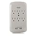 Luxtronic Surge Protector - Wall Tap - 6 Outlets with 2 USB - Charging Station - 300 Joules