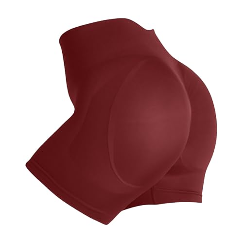 Ribbed Knit Yoga Shorts Womens Ladies High Waisted Seamless Hip Lifting Workout Athletic Shorts Super Soft Comfort Power Skinny Stretch Compression Sport Tights Watermelon Red