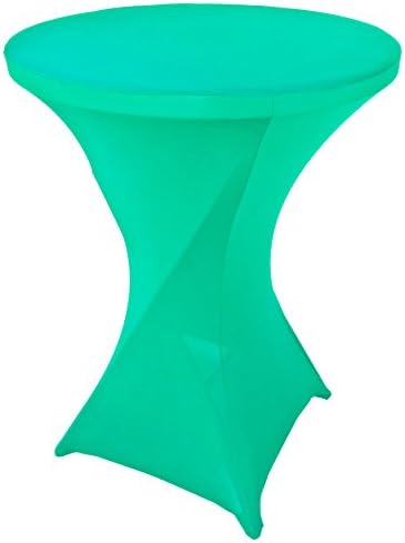 Goldstream Point Aqua 32 Inch Round x 43 Inch Tall Spandex Cocktail Tablecloth Folding Cover Stretch