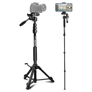 Camera Tripod 69 Inch, Patented 3-Way Swivel Portable Phone Tripod Professional Aluminum Alloy Travel Phone Camera Stand…