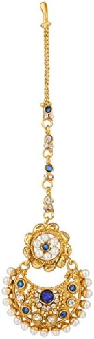 Adiva Antique Tika Blue Copper Mang Teeka Maang Tikka for Women