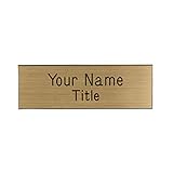 Name Badges - Name Tags - Custom Engraved with Magnet Fastener (Brushed Gold/Black)
