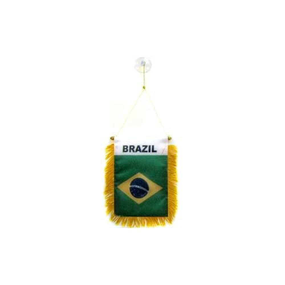 AZ FLAG - Brazil Mini Banner - 6'' x 4'' - 100% Polyester Brazilian Small Pennant for Car - Double-sided Flag with Suction Cup Hanger — image 1