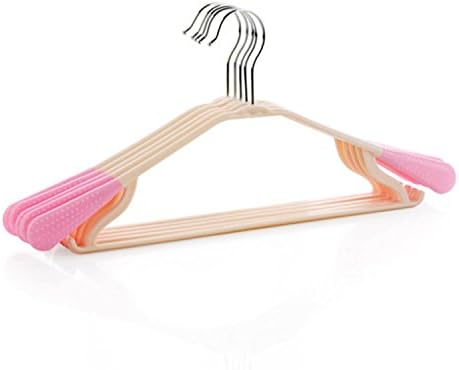 quality wide shoulders bulk wet and dry anti-slip plastic hangers racks 5pcs a lot (Pink)