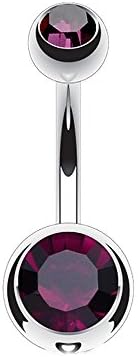 Dynamique 14g Double Gem Ball Belly Button Ring Grade 23 Solid Titanium