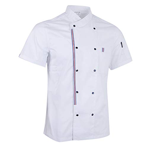 image for Prettyia Breathable Summer Chef Jackets Coat Short Sleeves Kitchen Uni