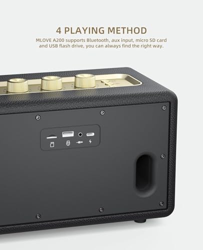 MLOVE A200 Portable Bluetooth Speaker with Aux Input, Micro SD Slot, USB Port, Powerful Subwoofer, TWS Docking, Long Battery and 80W