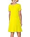 WNEEDU Women's Summer Casual T Shirt Dresses Short Sleeve Swing Dress with Pockets (2XL, Yellow)