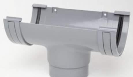 Polypipe 150mm (6") Half Round Gutter Running Outlet RL605g Grey