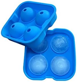 Ice Cube Trays (Set of 2), Silicone Sphere Whiskey Ice Ball Maker with Lids &amp; Large Square Ice Cube Molds for Cocktails &amp; Bourbon - Reusable &amp; BPA Free (4 Cube)