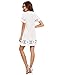 Floerns Women's Embroidered Short Sleeve Casual Shirt Swing Dress White L