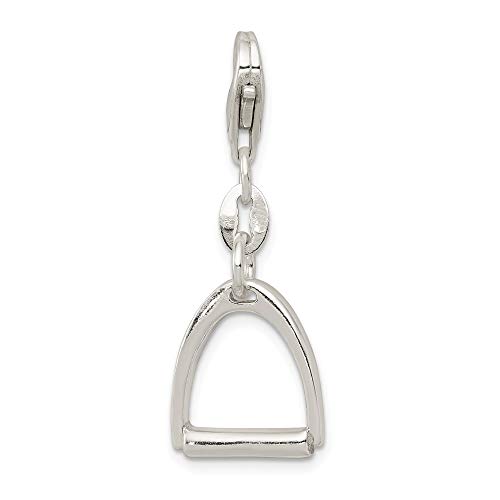 Jewel Tie 925 Sterling Silver Small Polished Horse Stirrup Pendant Charm (15mm x 32mm)