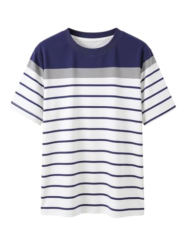 RoseSeek Women's Strawberry Embroidery Striped T Shirt