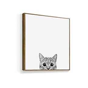 Framed Canvas Wall Art for Living Room, Bedroom Curious Dog and Cat Canvas Prints for Home Decoration Ready to Hanging - 16x16 inches