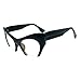 RETRO Hign Bottom Cut Women Cat Frame Clear Lens Eye Glasses BLACK