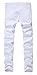 NITAGUT Men's Slim Fit Stretch Destroyed Ripped Skinny Denim Jeans WHITE-US 36
