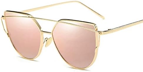 Sunglasses Women Cat Eye Sun Glasses Men Mirror Ladies Glasses Female Gold and silver Frame Vintage Eyeglasses UV400 (gold, pink)