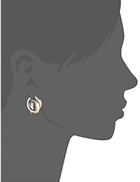Aretes de aros cruzados, en oro satinado de 14 quilates, pulido., Oro blanco y amarillo, Dorado, E14-9092-2C