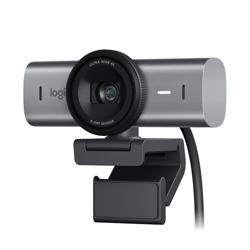 Logitech MX Brio 4K Ultra HD 1080p 60fps Streaming & Collaboration Webcam, 2 Microphones with Noise Reduction, Show Mode, USB-C, Cache for Webcam, Microsoft Teams, Zoom, Google Meet, Graphite