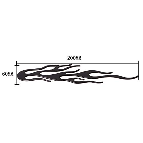 ZAIXU Car Motorcycle 3D Fire Flame 6-6/7" x 2" inch Flaming Emblem Symobol Totem Badge Stickers Decals 2Pcs/Pair for Universal Vehicle/Boat/Cruisers/Chopper Helmet (Flame Black)