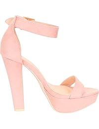 Cambridge Select - Sandalias de tobillo para mujer, banda única, plataforma gruesa, talón alto