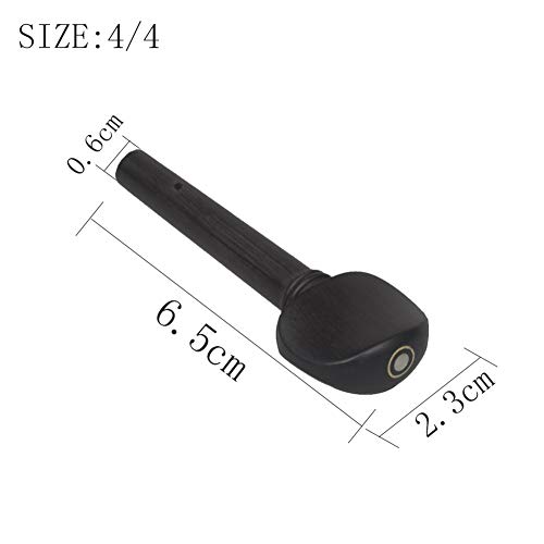 BEESCLOVER 4 Pcs 4/4 Ebony Wood Violin Fiddle Tuning Pegs Endpin Set Replacement Tool for ce