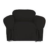Linen Store Microsuede Slipcover Furniture Protector Cover, Black, Chair