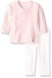 Burt's Bees Baby Bee Essentials Solid Kimono Top + Honey Bee Print Footless Pant Set, Blossom Honey Bee, 0-3 Months