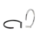 Ruifan 18G 10mm Unisex Silver & Black Plated Stainless Steel Nose Hoop Earring Ring Stud Body Jewelry Piercing 2PCS
