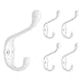 Franklin Brass 3 in. Heavy Duty (5-Pack) Coat and Hat Wall Hooks Double Hooks for Hanging White Wall Mount Hanger Backpack, Purse, Bag, Towel Organization Decorative Wall Hooks B42302M-W-C