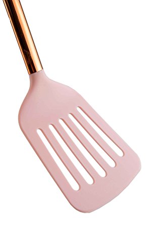 COOK with COLOR 5 Piece Pink Nylon Cooking Utensil Set on a Ring with Rose Gold Copper Handles