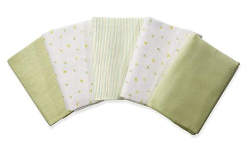 Bambino Basics - 5 PACK - 100% Extra-Soft Cotton Receiving Blankets - Sage Green - 100% NATURALLY HYPO-ALLERGENIC - 100% Chemical/BPA/PVC FREE - Perfect Baby Shower Gift for Boys &amp; Girls alike!