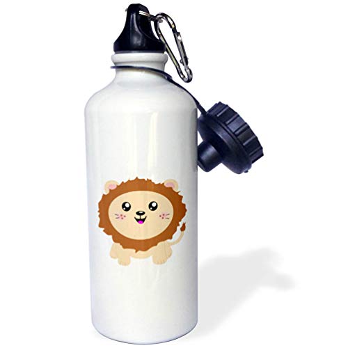 3dRose Cute Cartoon Lion-Kawaii Happy Lion Cub with Brown Mane-Adorable and Swe…