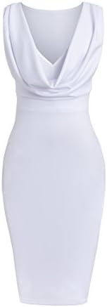 Momius Womens Sexy Deep V Stack Neck Stretch Bodycon Midi Party Dress