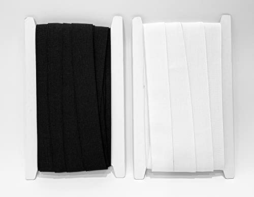 JYC CREATIVE 3M Elastic Sewing Tape, Width 45mm（1.5M White + 1.5M Black, Rubber for Sewing Clothes and Crafts, Elastic for Sewing, Black and White (101332, 45mm X 3M)