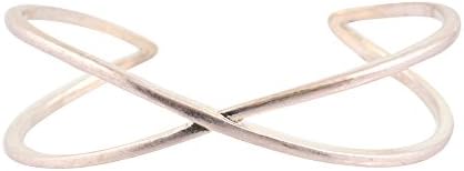 Marlyn Schiff X Shape Bangle Bracelet, Silver Plated Cuff