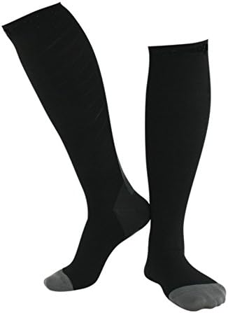 Compression Socks, 20-30 mmhg Compression Stockings for Men and Women. Cozy Nylon Knee High Athletic Socks for Cycling, Hiking, Running and Other Sports. Black/White
