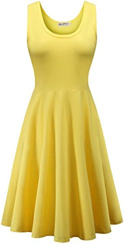 Jevvia Women Summer Beach Cotton Casual Sleeveless Flared A Line Dress