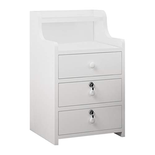 Xiuban White Nightstand 3 Drawers Bedside Table End Table